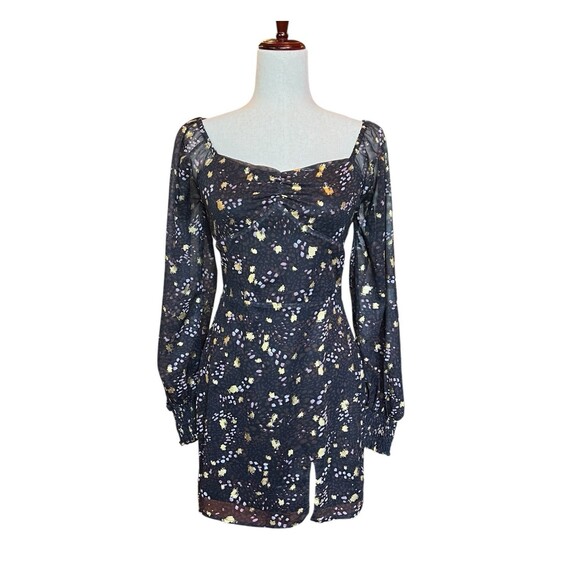 SAGE Dresses & Skirts - Sage The Label Floral Mini Dress Size S Sweetheart Neck Smocked Back Sheer